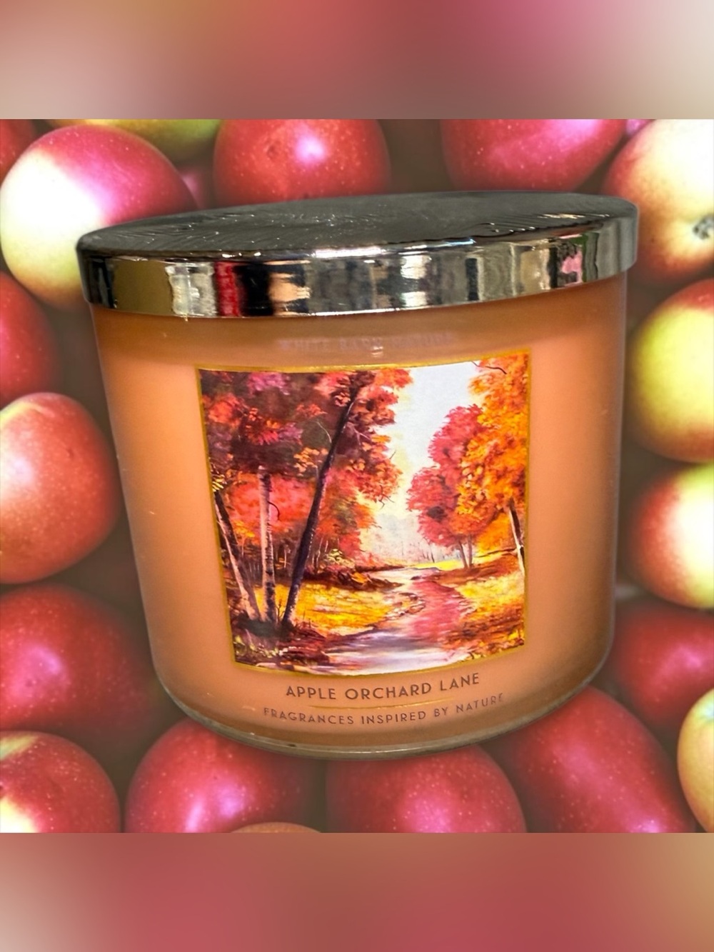 🍎WHITE BARN🍎Apple Orchard Lane 3-Wick Candle/NWT